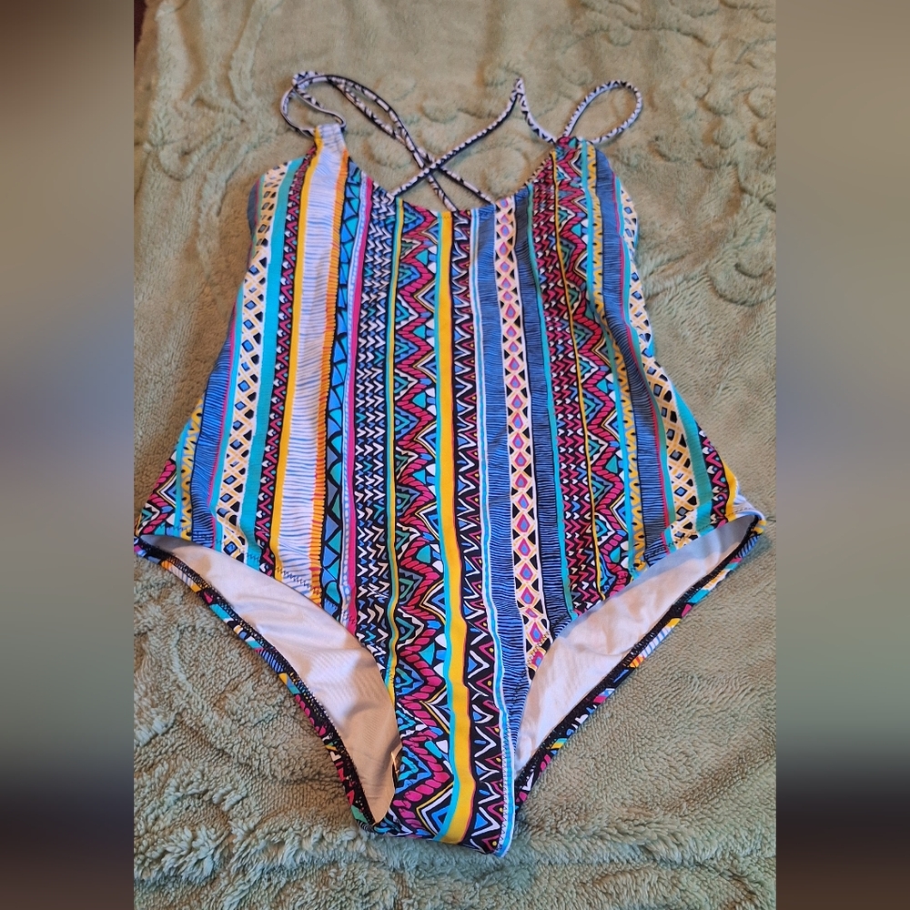 Volcom Multicolor Striped One Piece Swimsuit